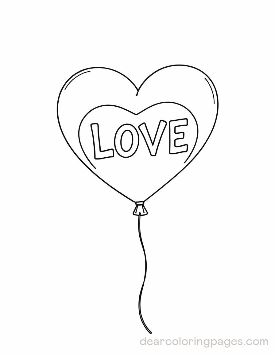 Heart Shaped Balloon with Text "LOVE"